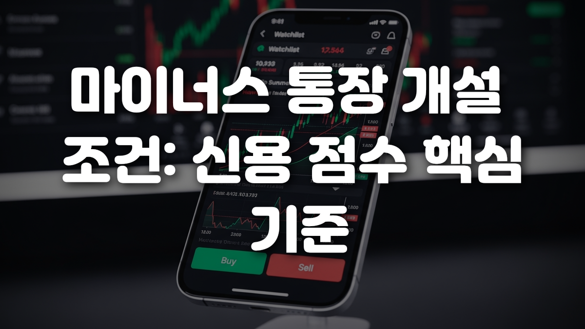 마이너스 통장 개설 조건 신용 점수 핵심 기준