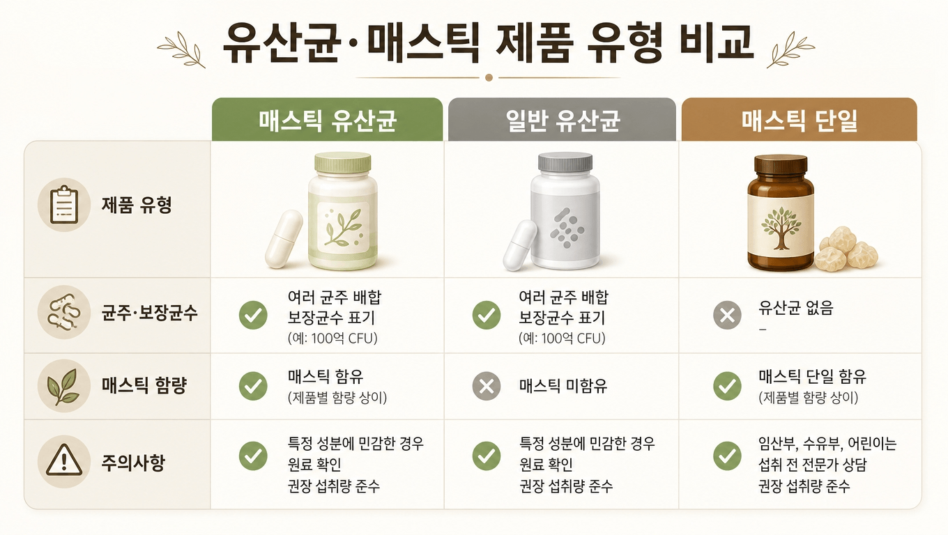 매스틱 유산균 일반 유산균 비교