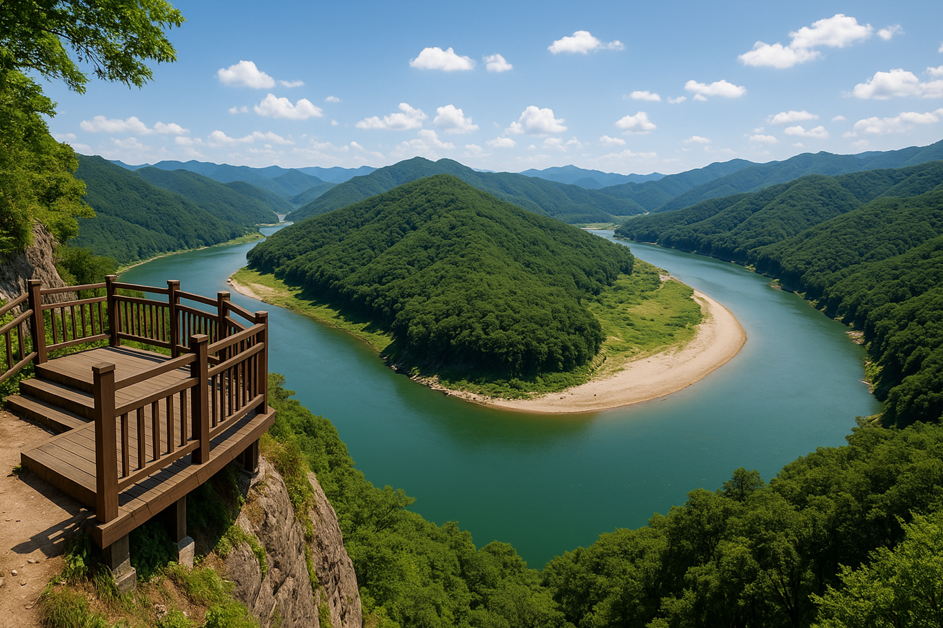 전망대에서 밑을 바라보는 풍경사진