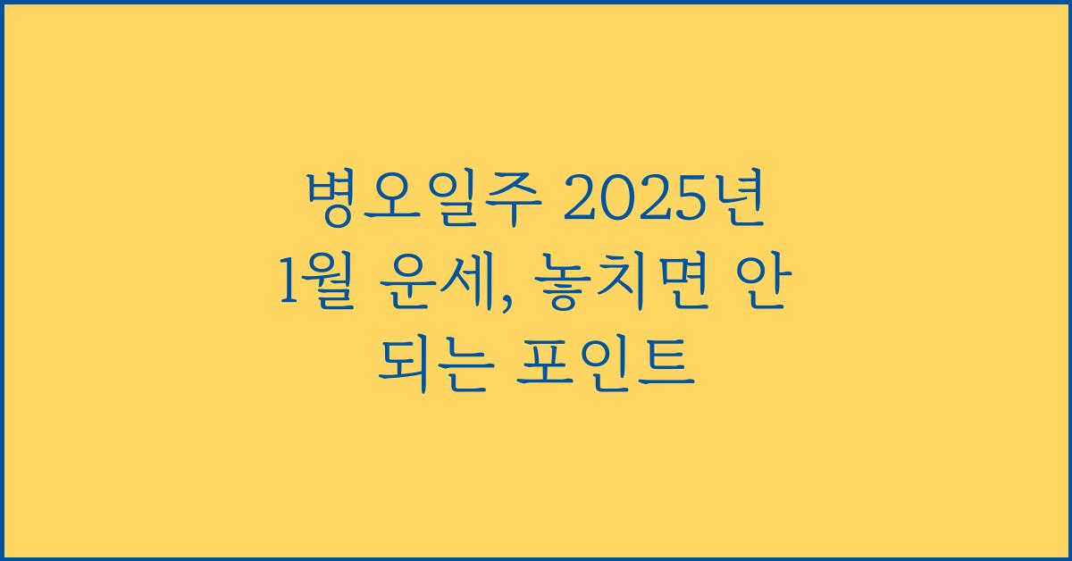 병오일주 2025년 1월 운세