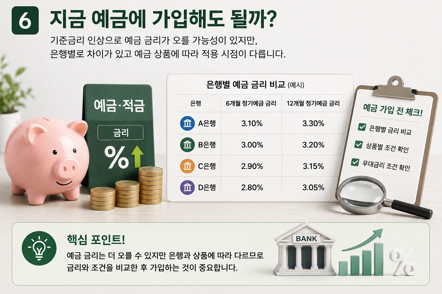 기준금리 인상 시 예금 가입 전 금리와 우대조건 비교
