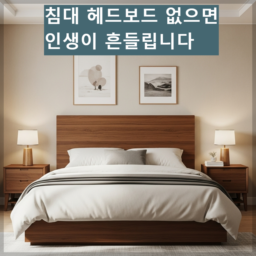 인생의 안정감을 주는 튼튼한 원목 헤드보드와 대칭 조명이 배치된 침실 인테리어