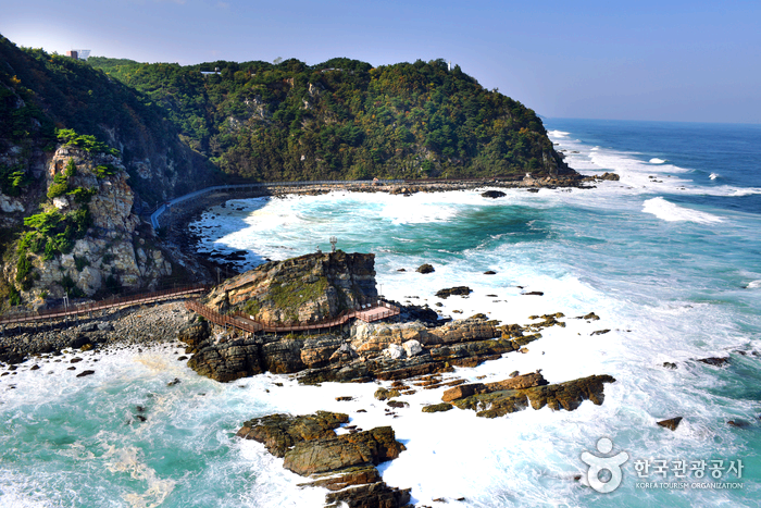 바다와 산 사이 산책길이 있다.