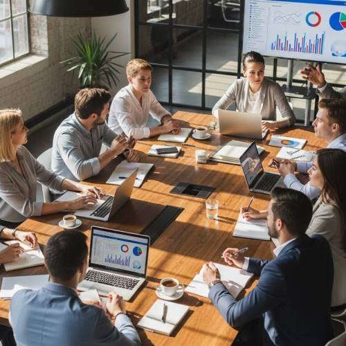 회의하는 사진으로 거버넌스를 예시하는 사진