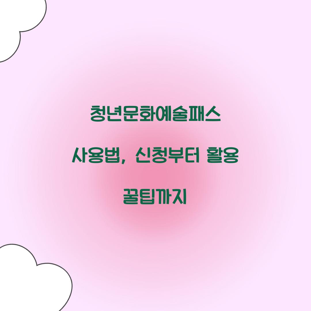 청년문화예술패스 사용법