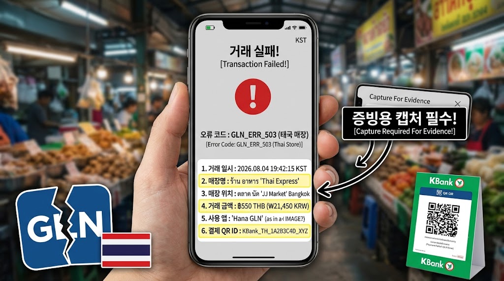 스마트폰 앱으로 GLN 결제 내역 및 고객센터 문의 화면을 확인하는 모습