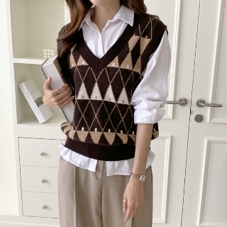 SOUP SOOKYEE 아가일 니트 조끼 1086945