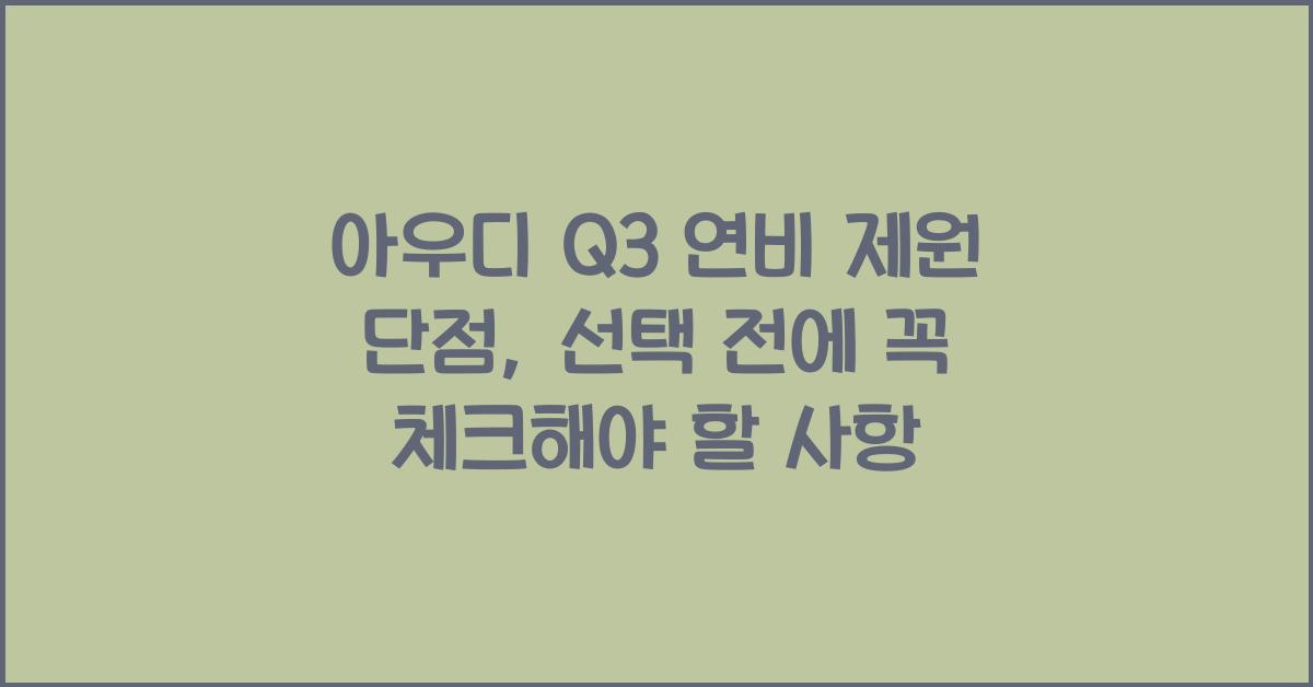 아우디 Q3 연비 제원 단점