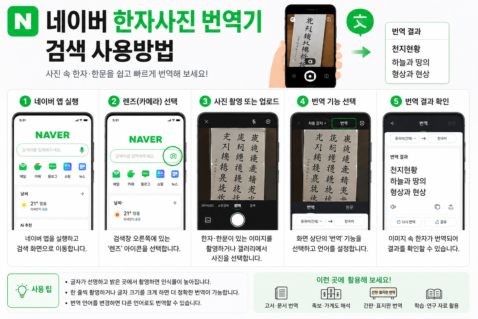 네이버 한자사진 번역기 검색 사용방법