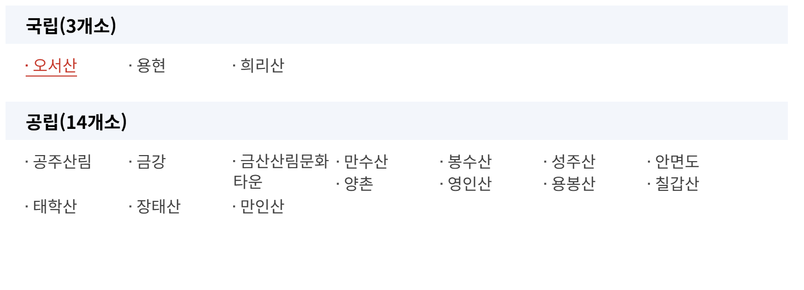 대전/충남 국립자연휴양림 숙소