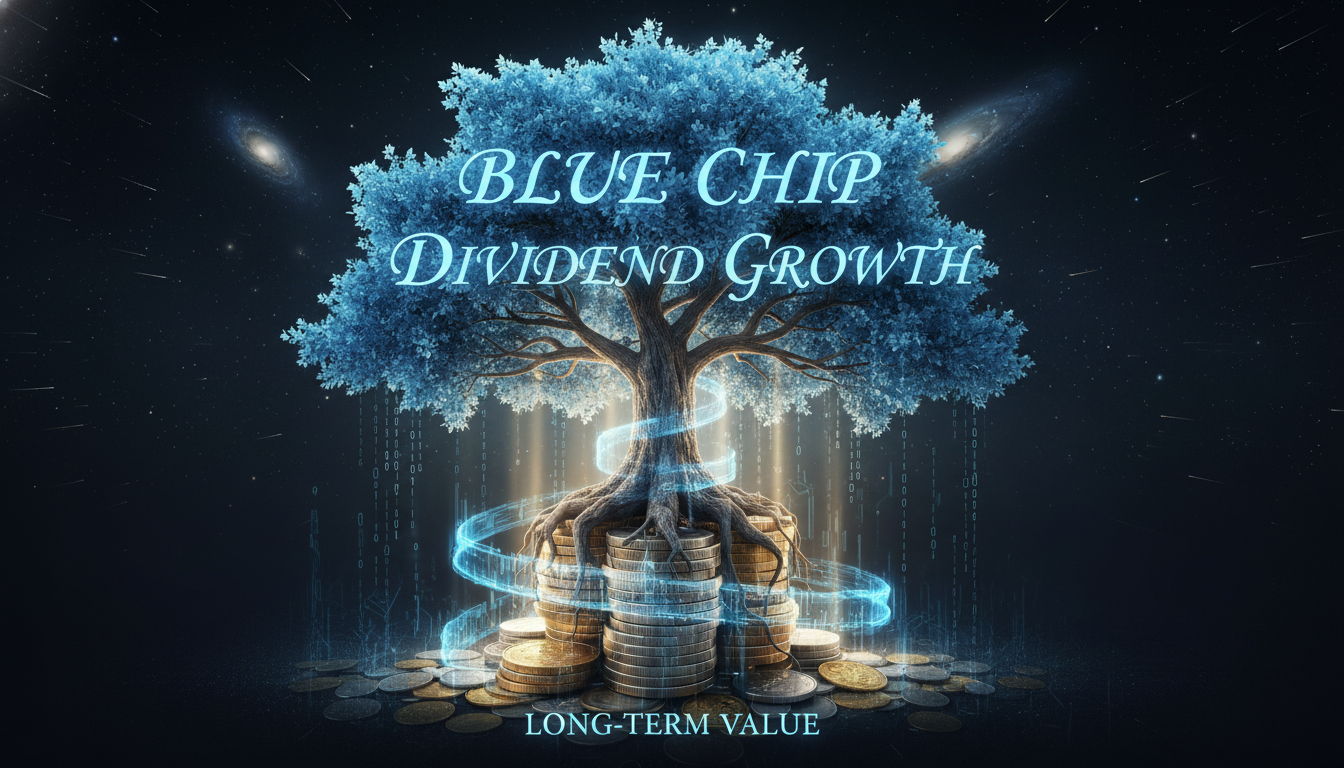 가치투자와 장기 성장을 상징하는 동전 더미 위에서 자라나는 푸른 나무 일러스트