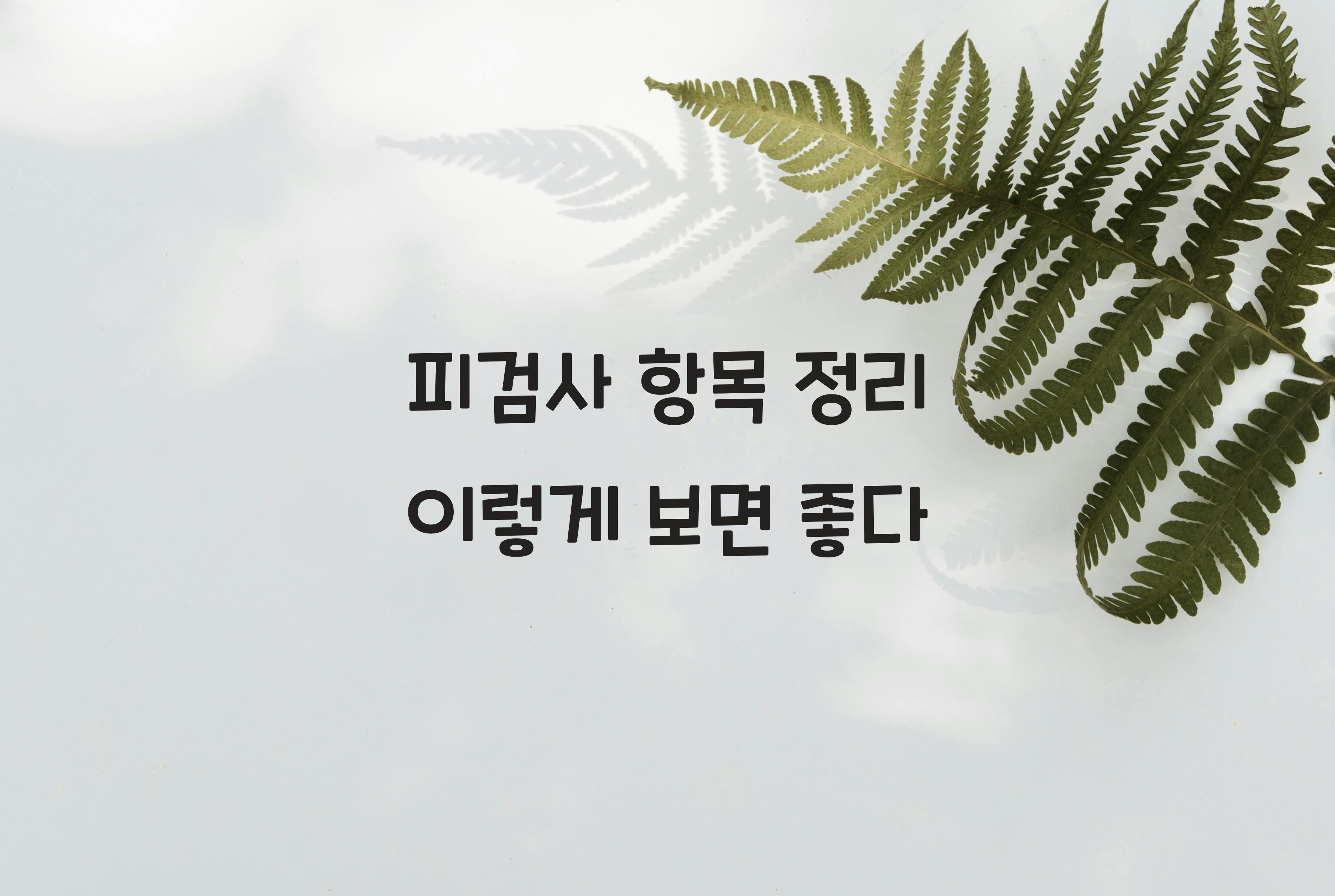 피검사 항목 정리