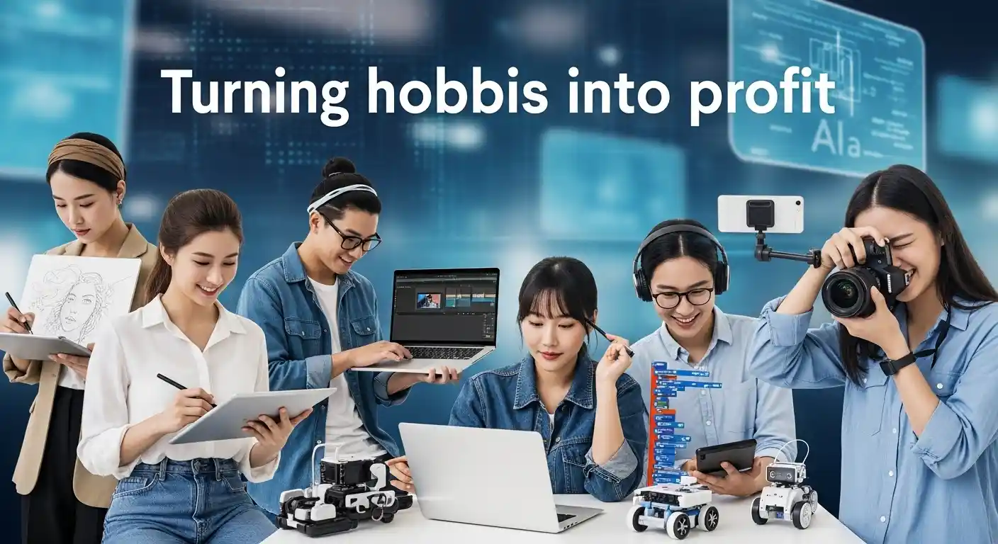 <img src="turning_hobby_into_personal_brand_with_ai.webp" alt="취미를 수익 모델로 전환하는 개인 브랜딩 장면입니다. 이미지 입니다">