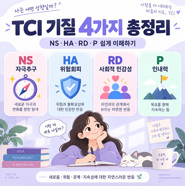TCI 기질 4가지 총정리｜NS&middot;HA&middot;RD&middot;P 쉽게 이해하기