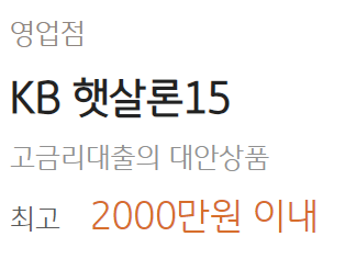 국민은행 비상금대출