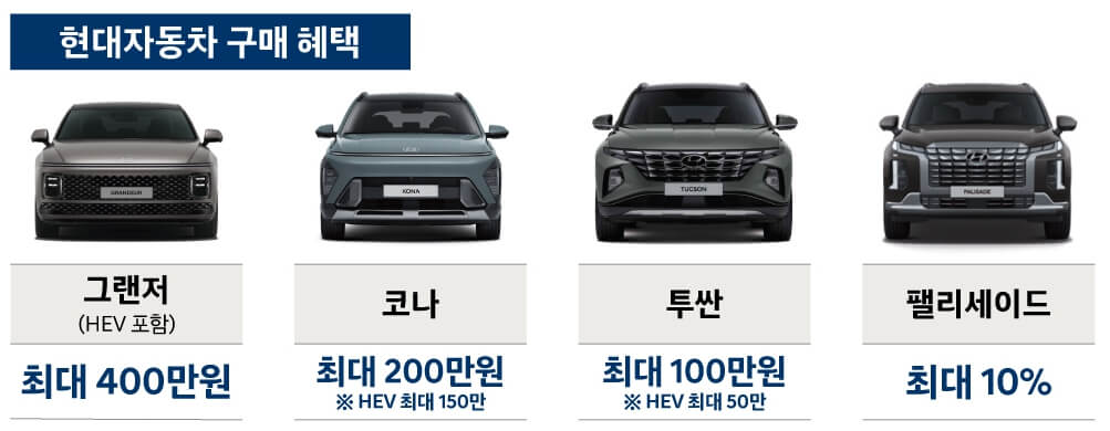그래저, 코나, 투싼, 팰리세이드
