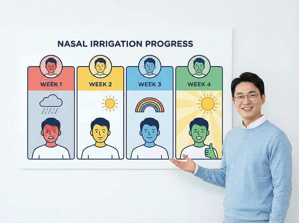 코세척, 4주, 개선, 타임라인, 진행과정, 습관형성, 희망