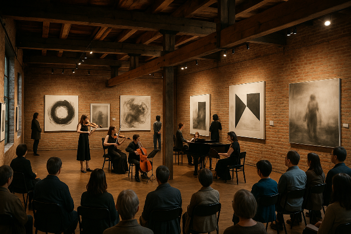 유산 공간을 리모델링한 복합문화공간 전시 장면