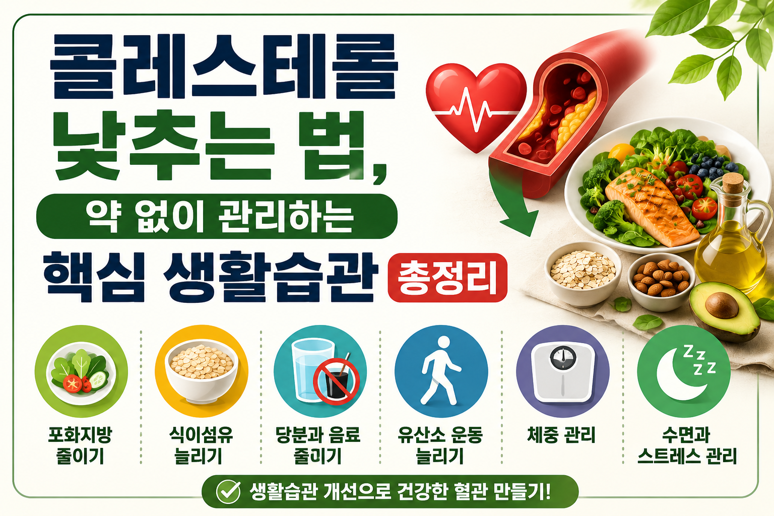 콜레스테롤 낮추는 법, 약 없이 관리하는 핵심 생활습관 총정리 -사진-