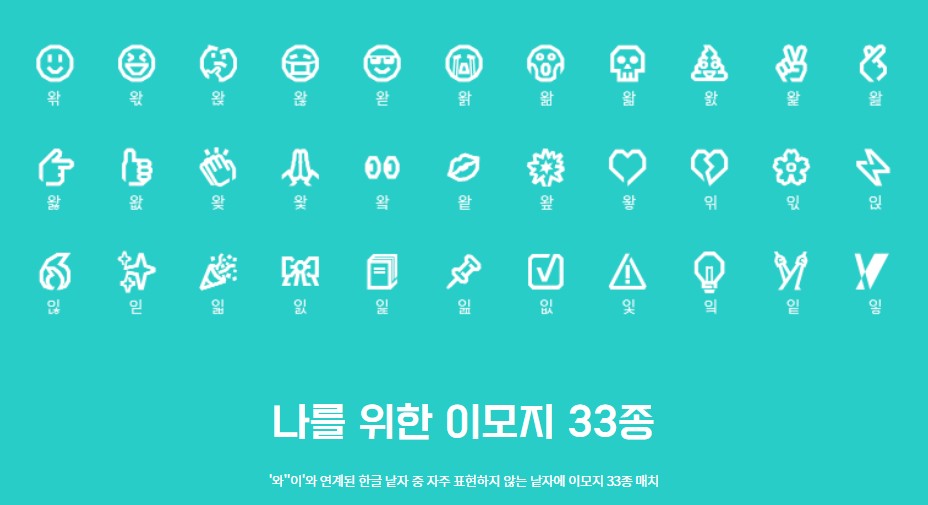 Y너만을비춤체 이모지 33종