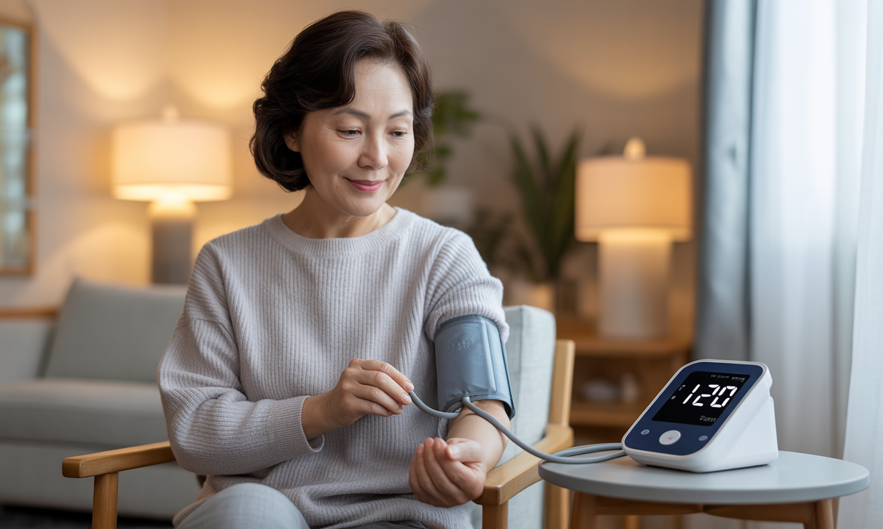 고혈압-초기증상-혼자-고혈압-측정하는-모습