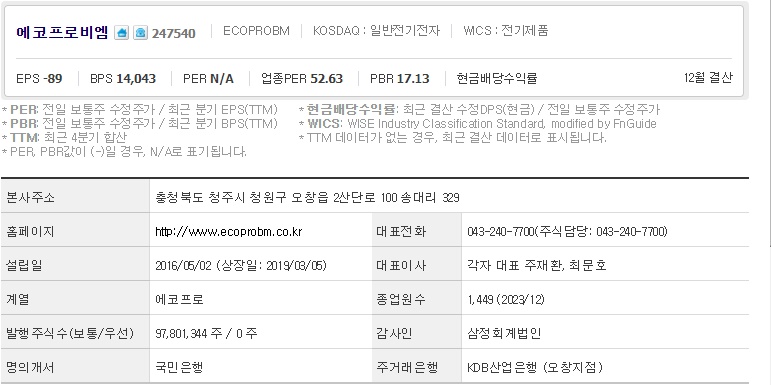 에코프로비엠 기업개요