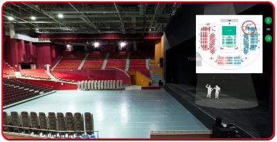 H구역 뒤 좌석에서 무대를 본 모습