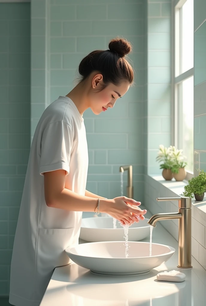 손을 씻는 여자