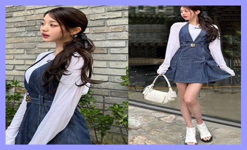 데님 오버롤 원피스