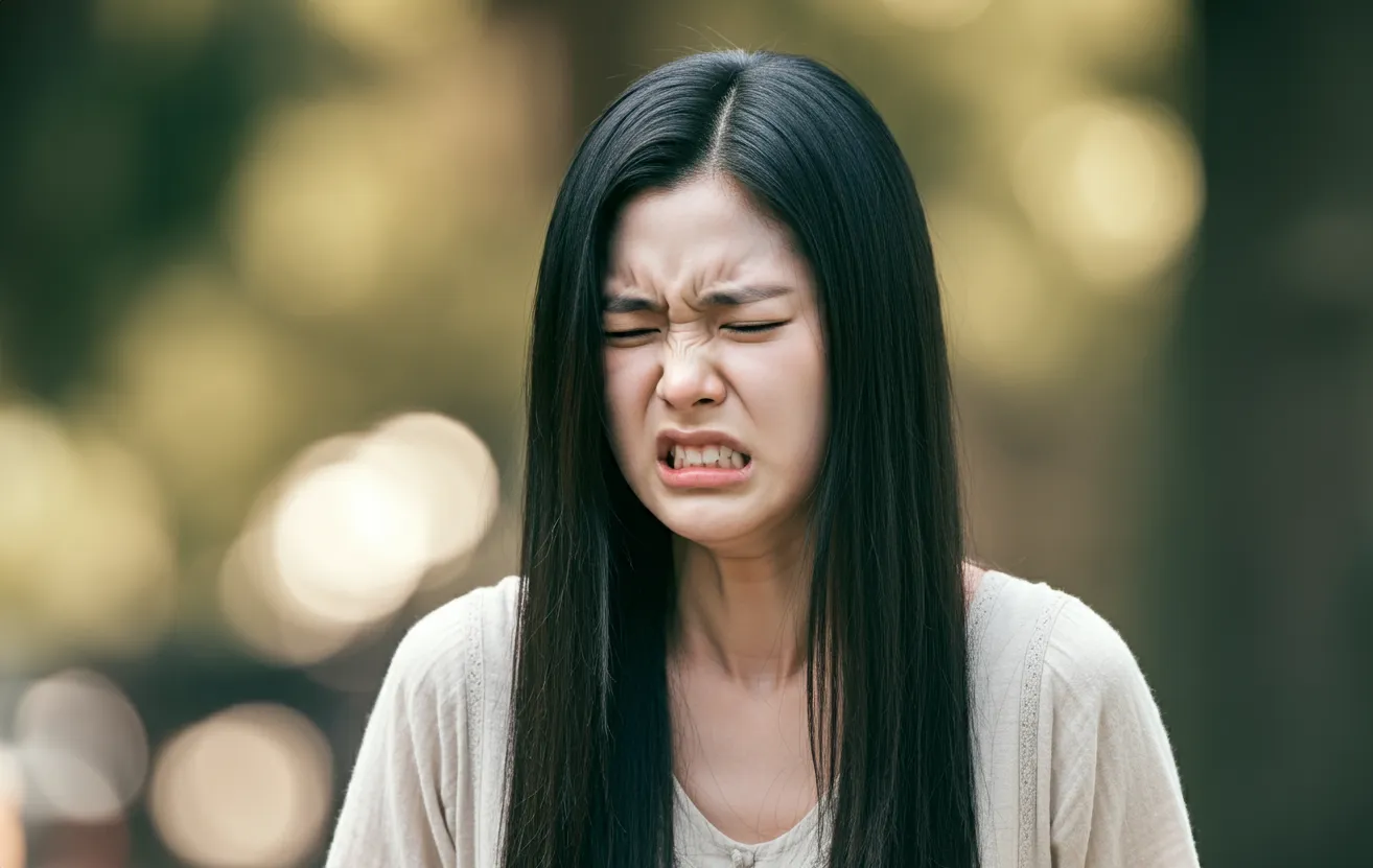 고통받는 젊은 여성