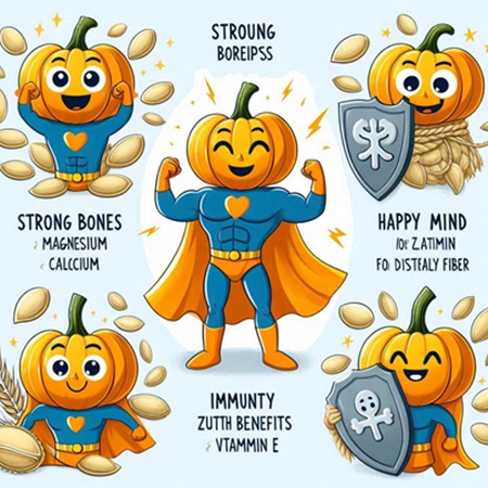 호박씨 먹고 튼튼해요