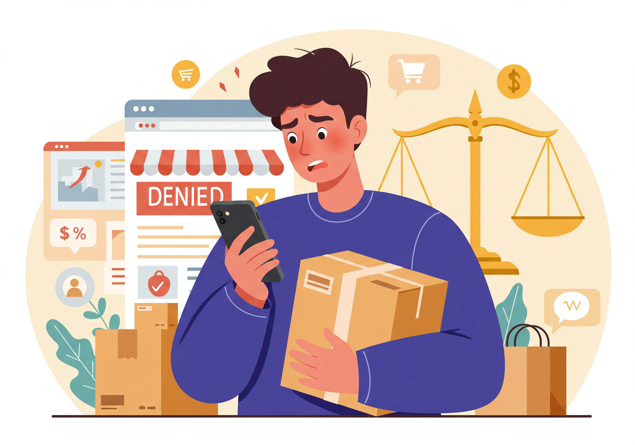 환불 문제로 온라인 쇼핑몰과 분쟁 중인 고객