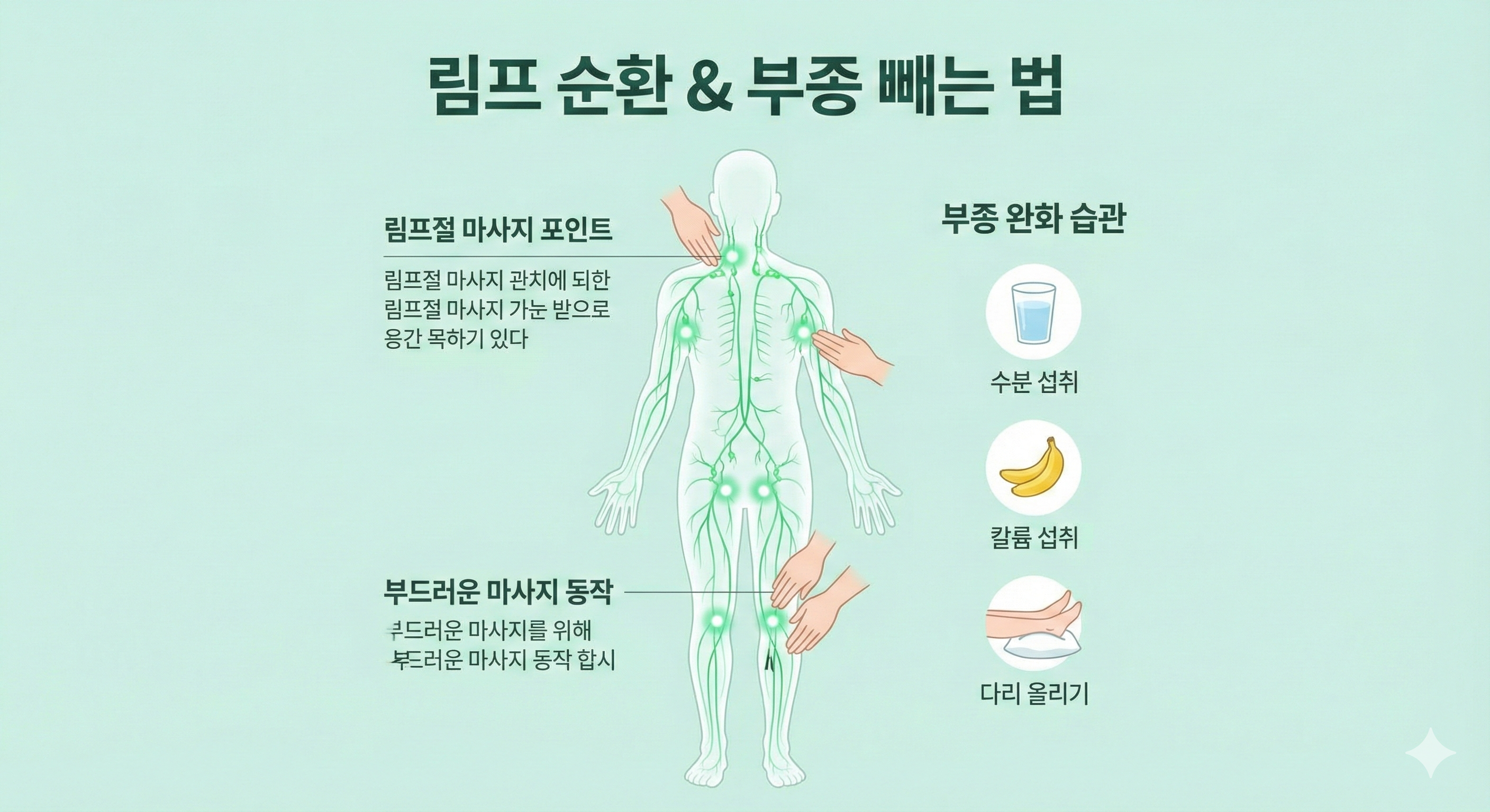 림프 순환을 돕는 마사지 방법과 부종 빼는 법 이미지