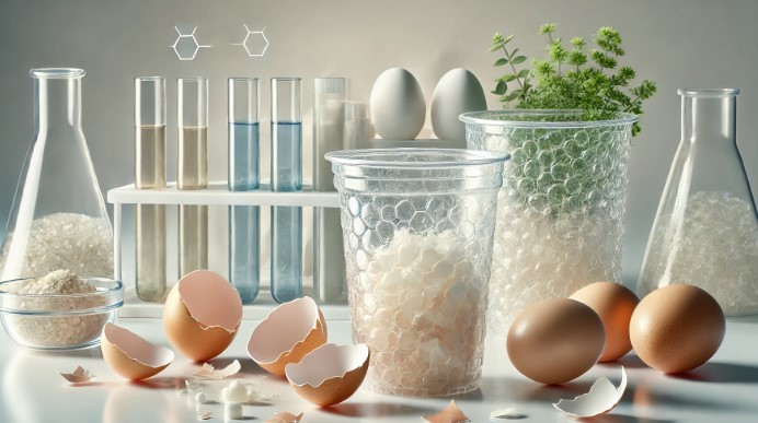 @계란 껍데기로 만든 생분해 플라스틱 관련 이미지
