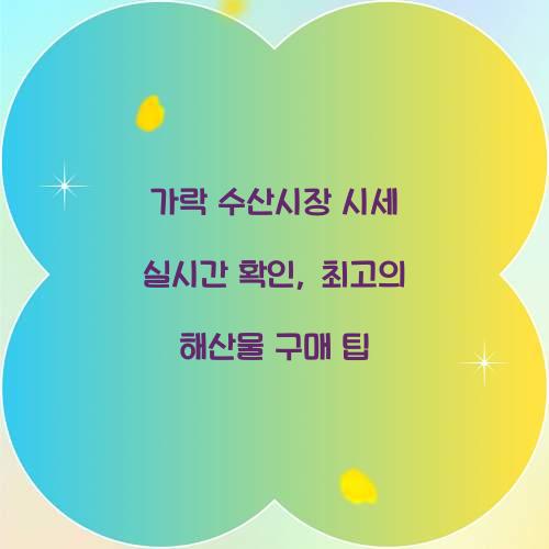 가락 수산시장 시세 실시간 확인