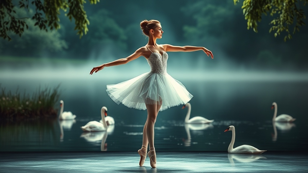 "백조의 호수 달빛 호수 위 춤추는 백조들"