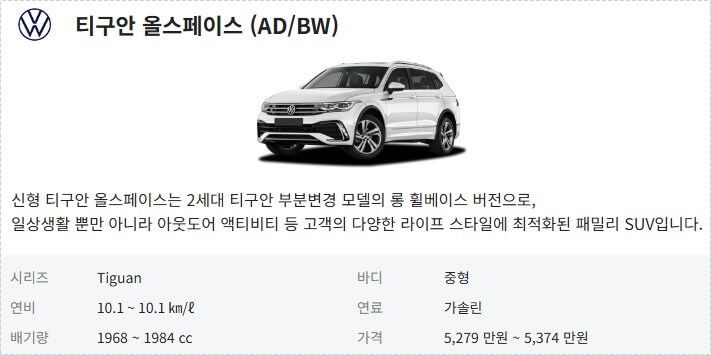 폭스바겐suv 신차 가격
