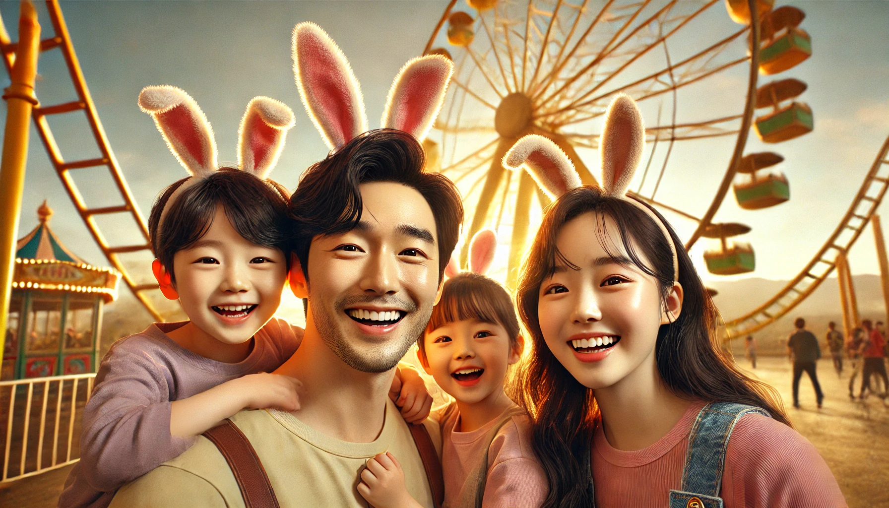 놀이공원에 온 가족