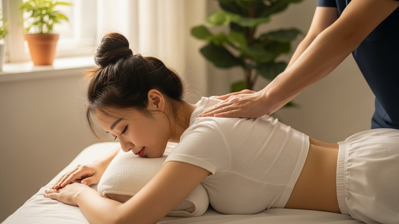 도수치료 받는 여성