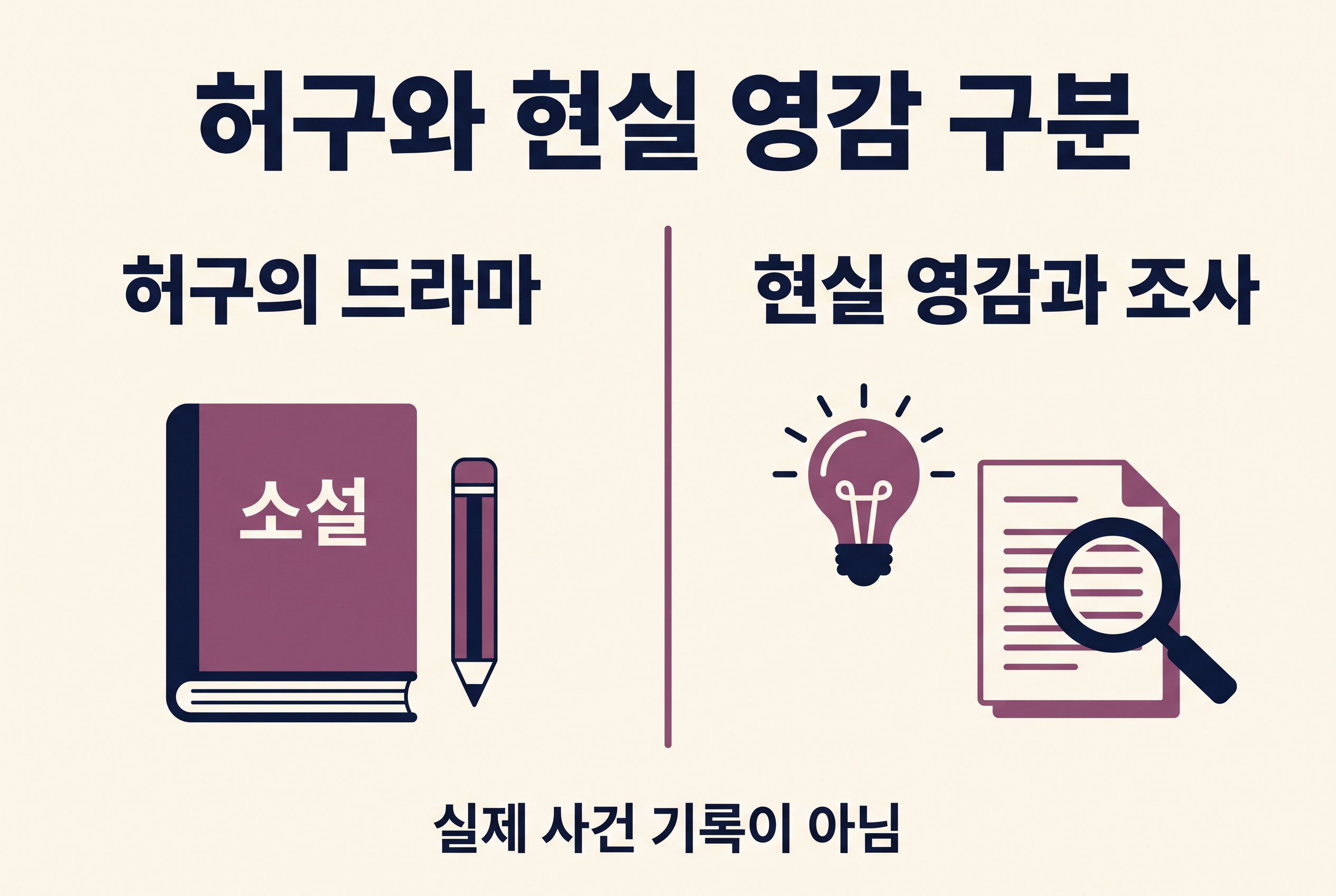 더 글로리의 허구적 이야기와 현실에서 얻은 영감을 구분한 설명 도식
