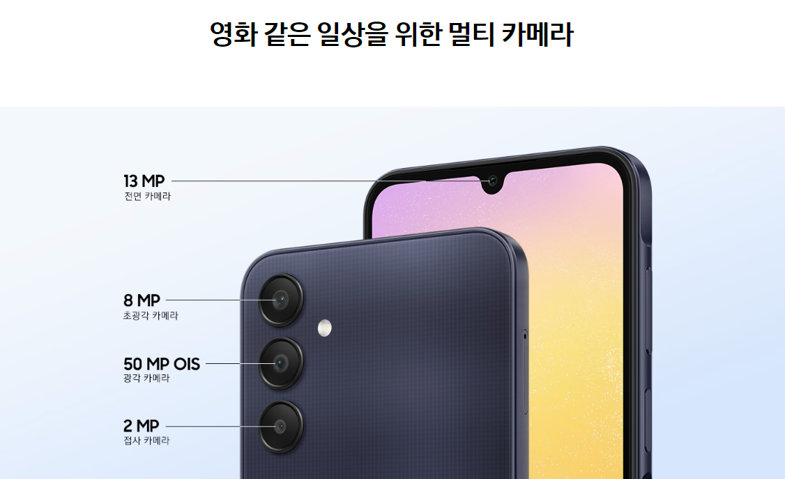 삼성전자 갤럭시 A25 5G 자급제폰 색상 블루 블랙, 옐로우, 라이트 블루