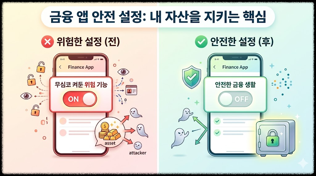 금융 앱 사용 시 반드시 꺼야 할 위험 설정, 무심코 켜둔 기능이 내 자산을 노린다