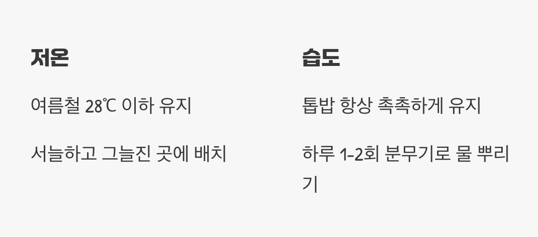 '저온'과 '습도', 관리의 핵심 포인트