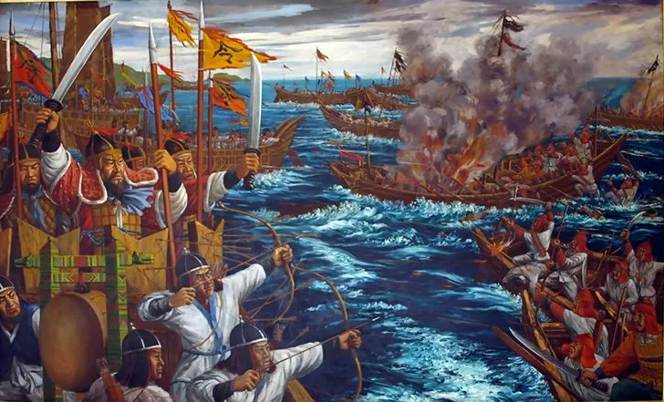 장보고의 부대가 해적을 소탕하는 그림
