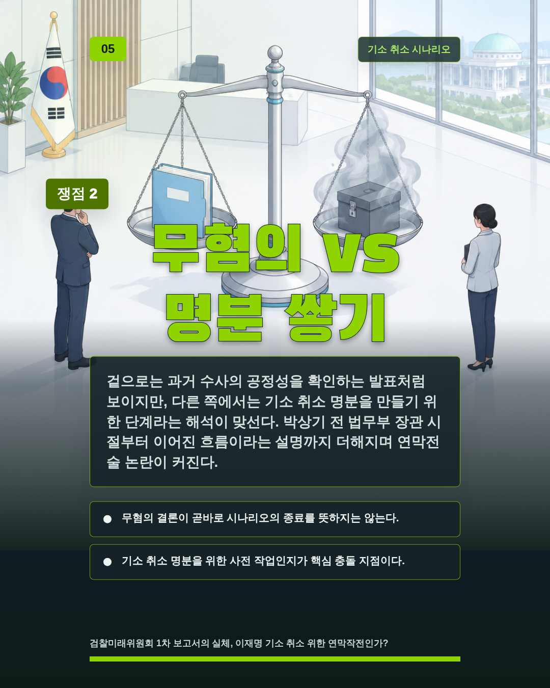 무혐의 vs 명분 쌓기