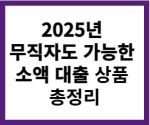 2025년 무직자도 가능한 소액대출 상품 총정리