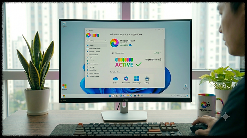 Microsoft 계정으로 Windows 디지털 라이선스를 관리하는 모습