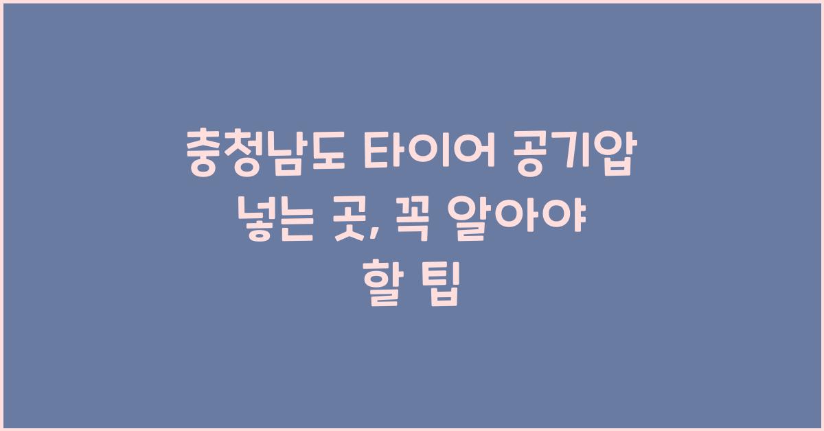 충청남도 타이어 공기압 넣는 곳