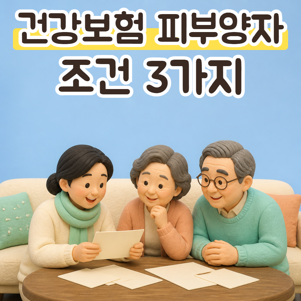 거실 탁자에 앉아 부모님과 함께 우편물을 펼쳐 보는 성글이