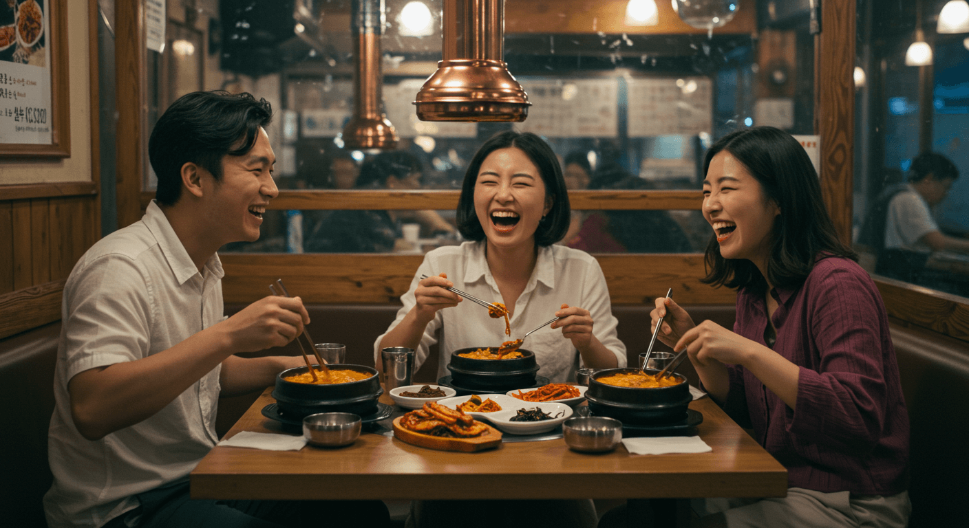 맛있게 유해진 식당 맛집에서 밥 먹는 사람들